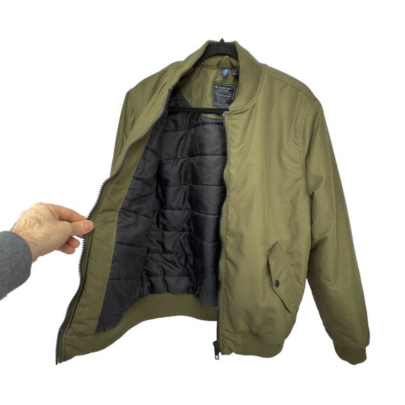 H&M Divided Full Zip Long Sleeves Ribbed Olive Green Bomber Jacket Size M - Picture 7 of 7